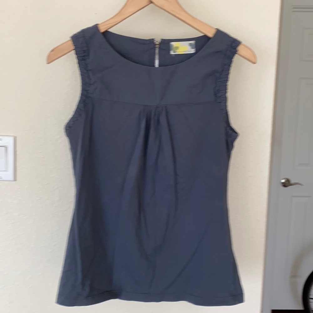 Anthropologie*FLAW*Maeve Zipper Back Grey Tank Blouse - Picture 1 of 7
